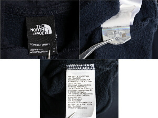 ノースフェイス プリント スウェット フード パーカー レディース XL 古着 The North Face プルオーバー トレーナー 裏起毛 アウトドア 紺