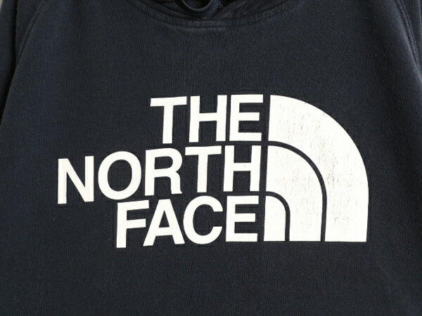 ノースフェイス プリント スウェット フード パーカー レディース XL 古着 The North Face プルオーバー トレーナー 裏起毛 アウトドア 紺
