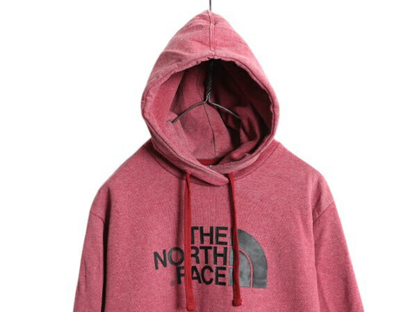 ノースフェイス プリント スウェット フード パーカー メンズ М 古着 The North Face プルオーバー トレーナー 裏起毛 アウトドア エンジ