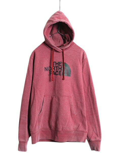 ノースフェイス プリント スウェット フード パーカー メンズ М 古着 The North Face プルオーバー トレーナー 裏起毛 アウトドア エンジ