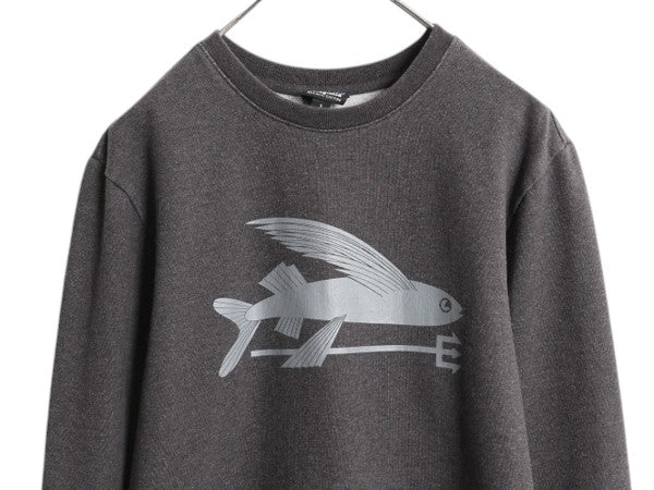パタゴニア プリント スウェット メンズ S / 古着 16年製 Patagonia トレーナー ストレッチ 裏起毛 クルーネック フライング フィッシュ 灰