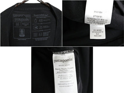 パタゴニア 両面 プリント 長袖 Tシャツ メンズ М / 古着 18年製 Patagonia アウトドア ロンT ロングスリーブ ロゴT P6 バックプリント 黒