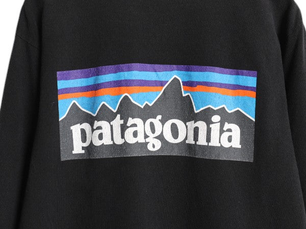 パタゴニア 両面 プリント 長袖 Tシャツ メンズ М / 古着 18年製 Patagonia アウトドア ロンT ロングスリーブ ロゴT P6 バックプリント 黒