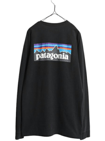 パタゴニア 両面 プリント 長袖 Tシャツ メンズ М / 古着 18年製 Patagonia アウトドア ロンT ロングスリーブ ロゴT P6 バックプリント 黒