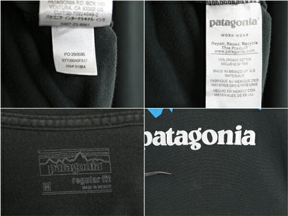 パタゴニア プリント 長袖 Tシャツ メンズ М 17年製 Patagonia アウトドア ロンT ロングスリーブ グラフィック ステッカー ロゴ ブラック