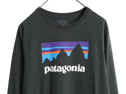 パタゴニア プリント 長袖 Tシャツ メンズ М 17年製 Patagonia アウトドア ロンT ロングスリーブ グラフィック ステッカー ロゴ ブラック