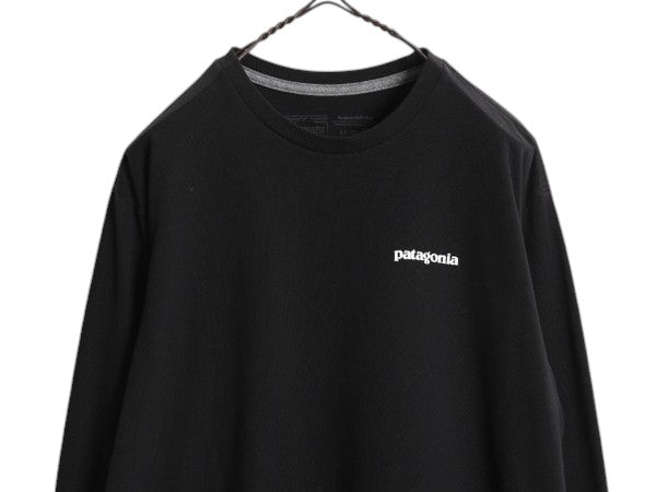パタゴニア 両面 プリント 長袖 Tシャツ メンズ S / 古着 20年製 Patagonia アウトドア ロンT ロングスリーブ ロゴT P6 バックプリント 黒