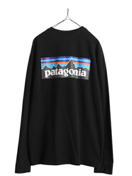 パタゴニア 両面 プリント 長袖 Tシャツ メンズ S / 古着 20年製 Patagonia アウトドア ロンT ロングスリーブ ロゴT P6 バックプリント 黒