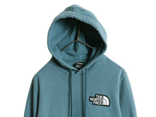 US企画 ノースフェイス スウェット フード パーカー レディース М 古着 The North Face プルオーバー トレーナー 裏起毛 サガラ ワッペン