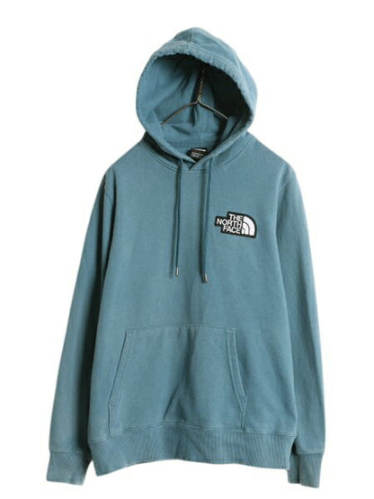 US企画 ノースフェイス スウェット フード パーカー レディース М 古着 The North Face プルオーバー トレーナー 裏起毛 サガラ ワッペン