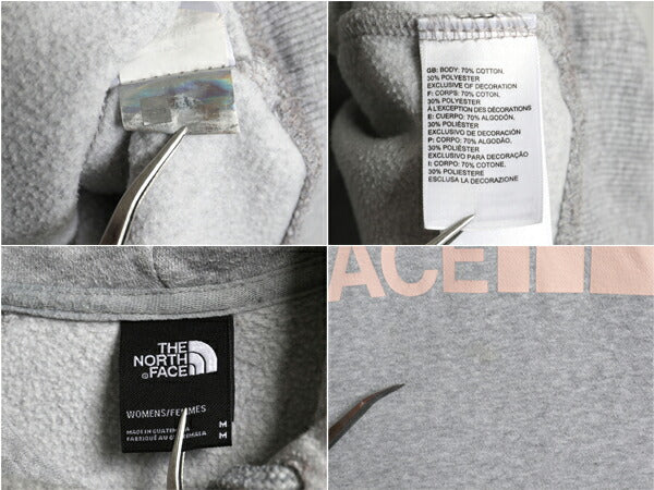 US企画 ノースフェイス プリント スウェット フード パーカー レディース М 古着 The North Face トレーナー プルオーバー 裏起毛 グレー