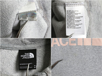 US企画 ノースフェイス プリント スウェット フード パーカー レディース М 古着 The North Face トレーナー プルオーバー 裏起毛 グレー
