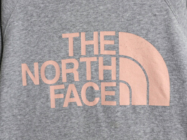 US企画 ノースフェイス プリント スウェット フード パーカー レディース М 古着 The North Face トレーナー プルオーバー 裏起毛 グレー