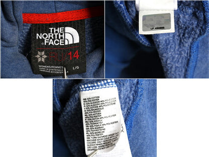 2014年 オリンピック ノースフェイス プリント スウェット フード パーカー レディース L The North face プルオーバー 裏起毛 USA 限定 青