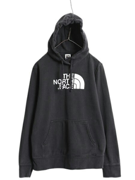 ノースフェイス プリント スウェット フード パーカー レディース L The North Face アウトドア トレーナー プルオーバー 裏起毛 ブラック