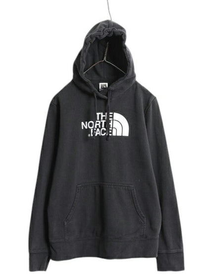 ノースフェイス プリント スウェット フード パーカー レディース L The North Face アウトドア トレーナー プルオーバー 裏起毛 ブラック