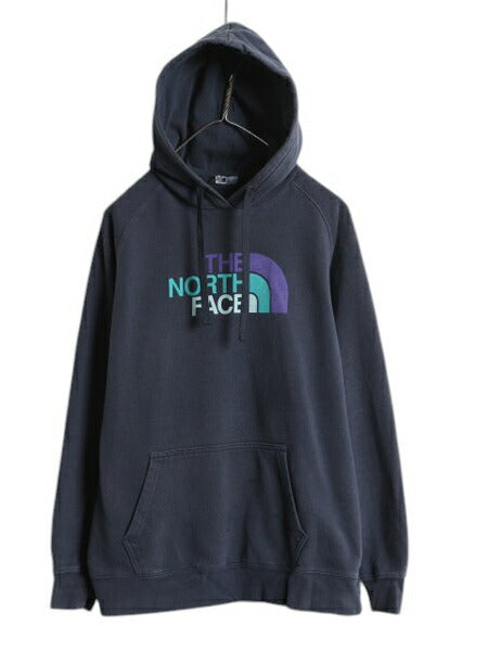 ノースフェイス プリント スウェット フード パーカー レディース L 古着 The North Face プルオーバー 裏起毛 トレーナー アウトドア 薄手
