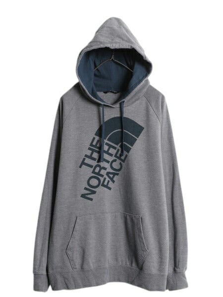 ノースフェイス プリント スウェット フード パーカー レディース XXL 古着 The North Face トレーナー プルオーバー アウトドア ツートン