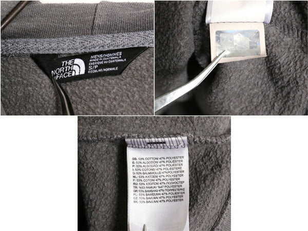 ノースフェイス プリント スウェット フード パーカー メンズ S / 古着 The North Face プルオーバー 裏起毛 トレーナー アウトドア グレー