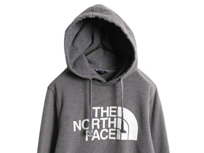 ノースフェイス プリント スウェット フード パーカー メンズ S / 古着 The North Face プルオーバー 裏起毛 トレーナー アウトドア グレー