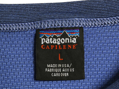 00s USA製 パタゴニア キャプリーン 長袖 Tシャツ メンズ L 00年製 オールド Patagonia クルーネック ロンT アンダーシャツ ストレッチ 青