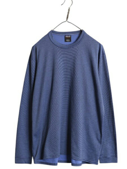00s USA製 パタゴニア キャプリーン 長袖 Tシャツ メンズ L 00年製 オールド Patagonia クルーネック ロンT アンダーシャツ ストレッチ 青