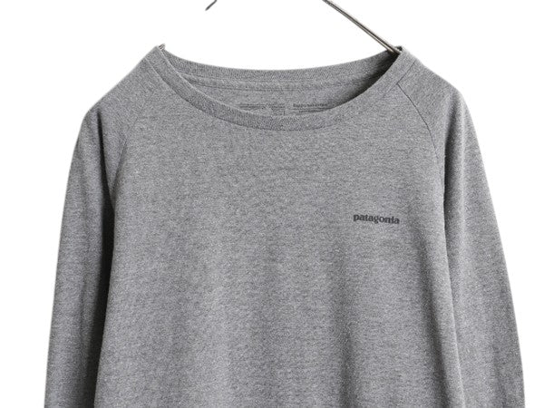 パタゴニア 両面 プリント 長袖 Tシャツ レディース S / 古着 19年製 Patagonia アウトドア ロンT ロングスリーブ ロゴT バックプリント 灰
