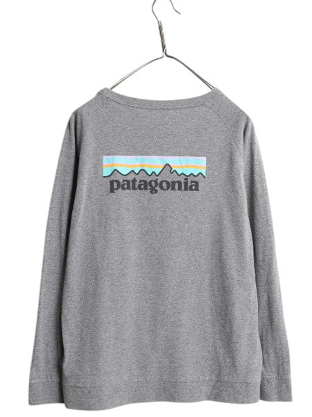 パタゴニア 両面 プリント 長袖 Tシャツ レディース S / 古着 19年製 Patagonia アウトドア ロンT ロングスリーブ ロゴT バックプリント 灰