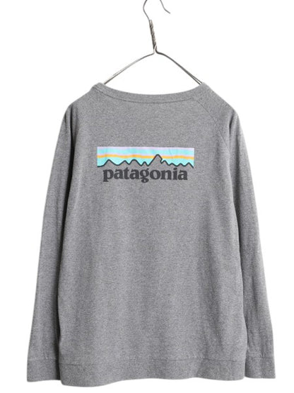 パタゴニア 両面 プリント 長袖 Tシャツ レディース S / 古着 19年製 Patagonia アウトドア ロンT ロングスリーブ ロゴT バックプリント 灰