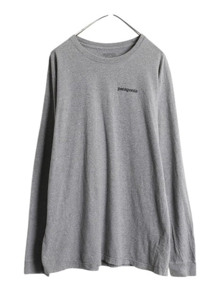 パタゴニア 両面 プリント 長袖 Tシャツ メンズ L / 古着 17年製 Patagonia アウトドア ロンT ロングスリーブ ロゴT P6 バックプリント 灰