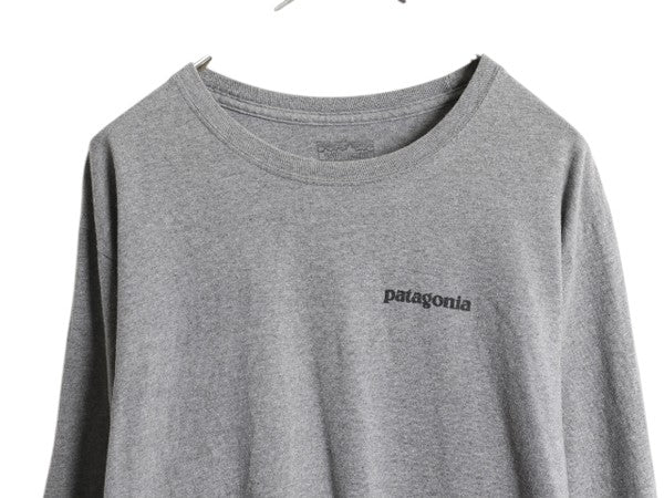 パタゴニア 両面 プリント 長袖 Tシャツ メンズ L / 古着 17年製 Patagonia アウトドア ロンT ロングスリーブ ロゴT P6 バックプリント 灰