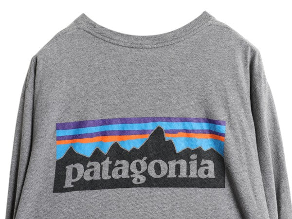 パタゴニア 両面 プリント 長袖 Tシャツ メンズ L / 古着 17年製 Patagonia アウトドア ロンT ロングスリーブ ロゴT P6 バックプリント 灰