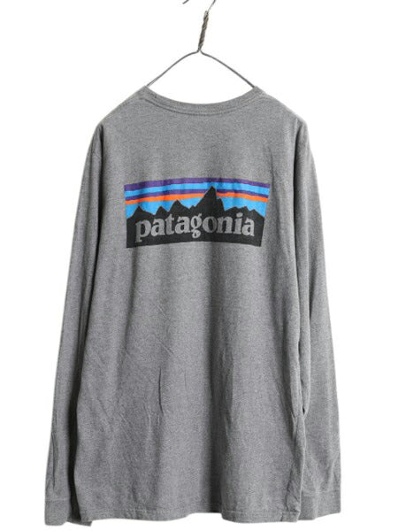 パタゴニア 両面 プリント 長袖 Tシャツ メンズ L / 古着 17年製 Patagonia アウトドア ロンT ロングスリーブ ロゴT P6 バックプリント 灰