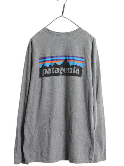 パタゴニア 両面 プリント 長袖 Tシャツ メンズ L / 古着 17年製 Patagonia アウトドア ロンT ロングスリーブ ロゴT P6 バックプリント 灰