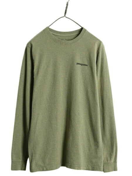 パタゴニア 両面 プリント 長袖 Tシャツ メンズ S / 古着 18年製 Patagonia アウトドア ロンT ロングスリーブ ロゴT P6 バックプリント 緑