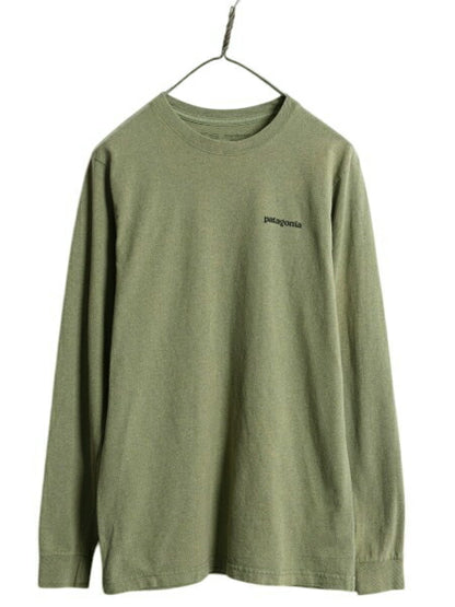 パタゴニア 両面 プリント 長袖 Tシャツ メンズ S / 古着 18年製 Patagonia アウトドア ロンT ロングスリーブ ロゴT P6 バックプリント 緑