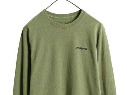 パタゴニア 両面 プリント 長袖 Tシャツ メンズ S / 古着 18年製 Patagonia アウトドア ロンT ロングスリーブ ロゴT P6 バックプリント 緑