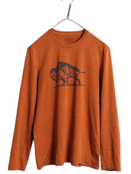 パタゴニア キャプリーン プリント 長袖 Tシャツ メンズ S / 18年製 Patagonia ロンT ワンポイント アンダーシャツ ストレッチ カットソー