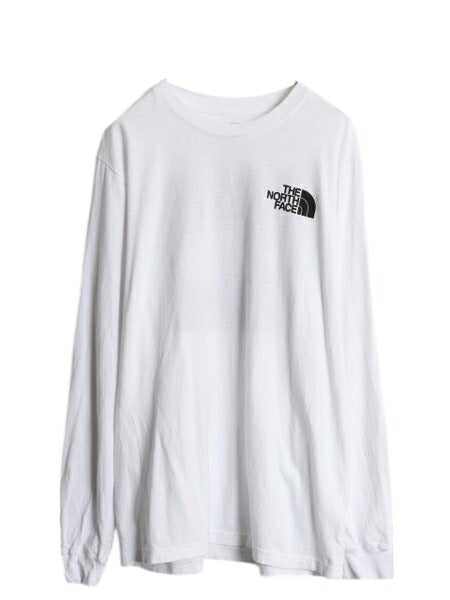 ノースフェイス 両面 プリント 長袖 Tシャツ メンズ レディース L 古着 The North Face アウトドア ロンT ボックスロゴ バックプリント 白