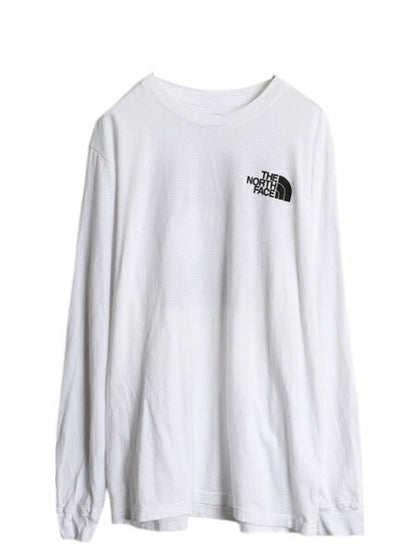 ノースフェイス 両面 プリント 長袖 Tシャツ メンズ レディース L 古着 The North Face アウトドア ロンT ボックスロゴ バックプリント 白