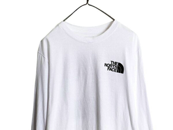 ノースフェイス 両面 プリント 長袖 Tシャツ メンズ レディース L 古着 The North Face アウトドア ロンT ボックスロゴ バックプリント 白