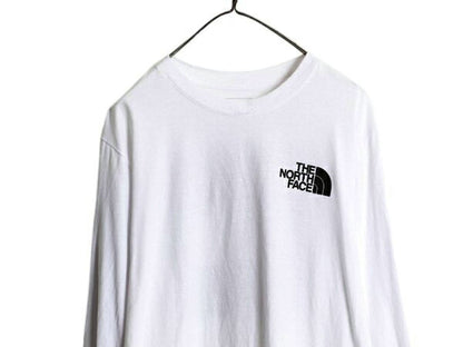 ノースフェイス 両面 プリント 長袖 Tシャツ メンズ レディース L 古着 The North Face アウトドア ロンT ボックスロゴ バックプリント 白