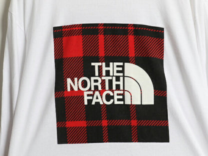 ノースフェイス 両面 プリント 長袖 Tシャツ メンズ レディース L 古着 The North Face アウトドア ロンT ボックスロゴ バックプリント 白