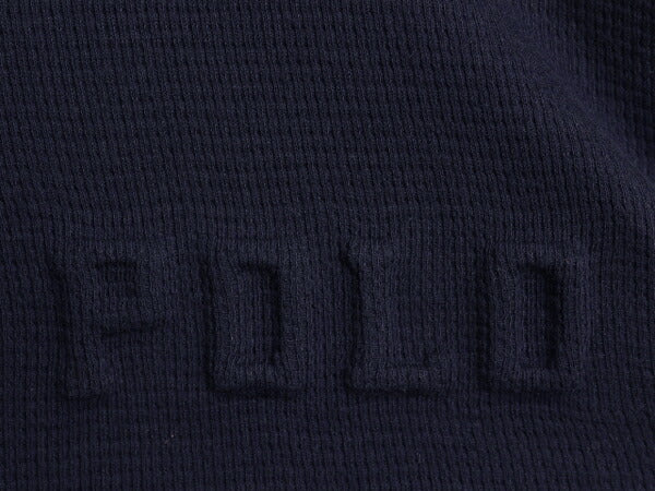 ポロ ラルフローレン サーマル 長袖 Tシャツ メンズ XL / 古着 ロンT アンダーシャツ ワッフル ワンポイント 大きいサイズ 3D エンボス 紺