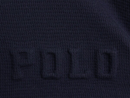 ポロ ラルフローレン サーマル 長袖 Tシャツ メンズ XL / 古着 ロンT アンダーシャツ ワッフル ワンポイント 大きいサイズ 3D エンボス 紺