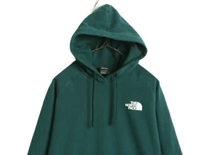 US企画 ノースフェイス 両面 プリント スウェット フード パーカー レディース М 古着 The North Face プルオーバー 裏起毛 トレーナー 緑