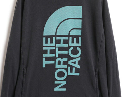 US企画 ノースフェイス プリント スウェット フード パーカー レディース XL 古着 The North Face アウトドア トレーナー 裏起毛 ブラック