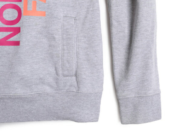 ノースフェイス プリント スウェット フード パーカー レディース M 程 The North Face プルオーバー 裏起毛 トレーナー アウトドア グレー