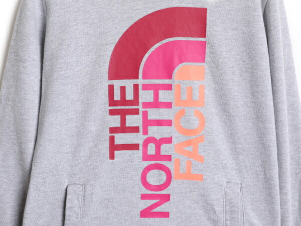 ノースフェイス プリント スウェット フード パーカー レディース M 程 The North Face プルオーバー 裏起毛 トレーナー アウトドア グレー