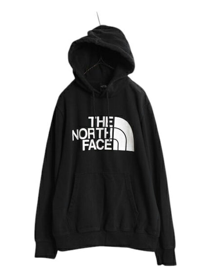 ノースフェイス プリント スウェット フード パーカー メンズ М 黒 The North Face アウトドア トレーナー プルオーバー 裏起毛 ブラック